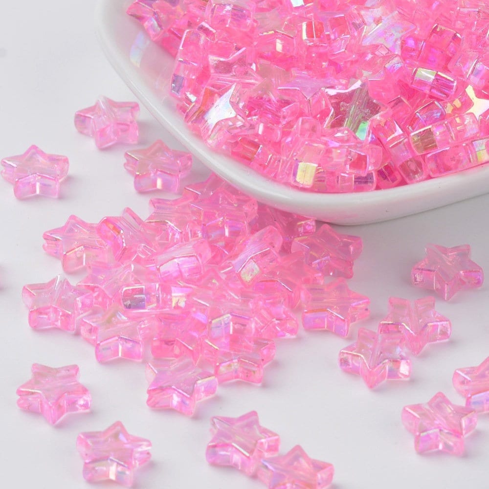 10MM AB Light Pink Transparent Acrylic Star Spacer Beads