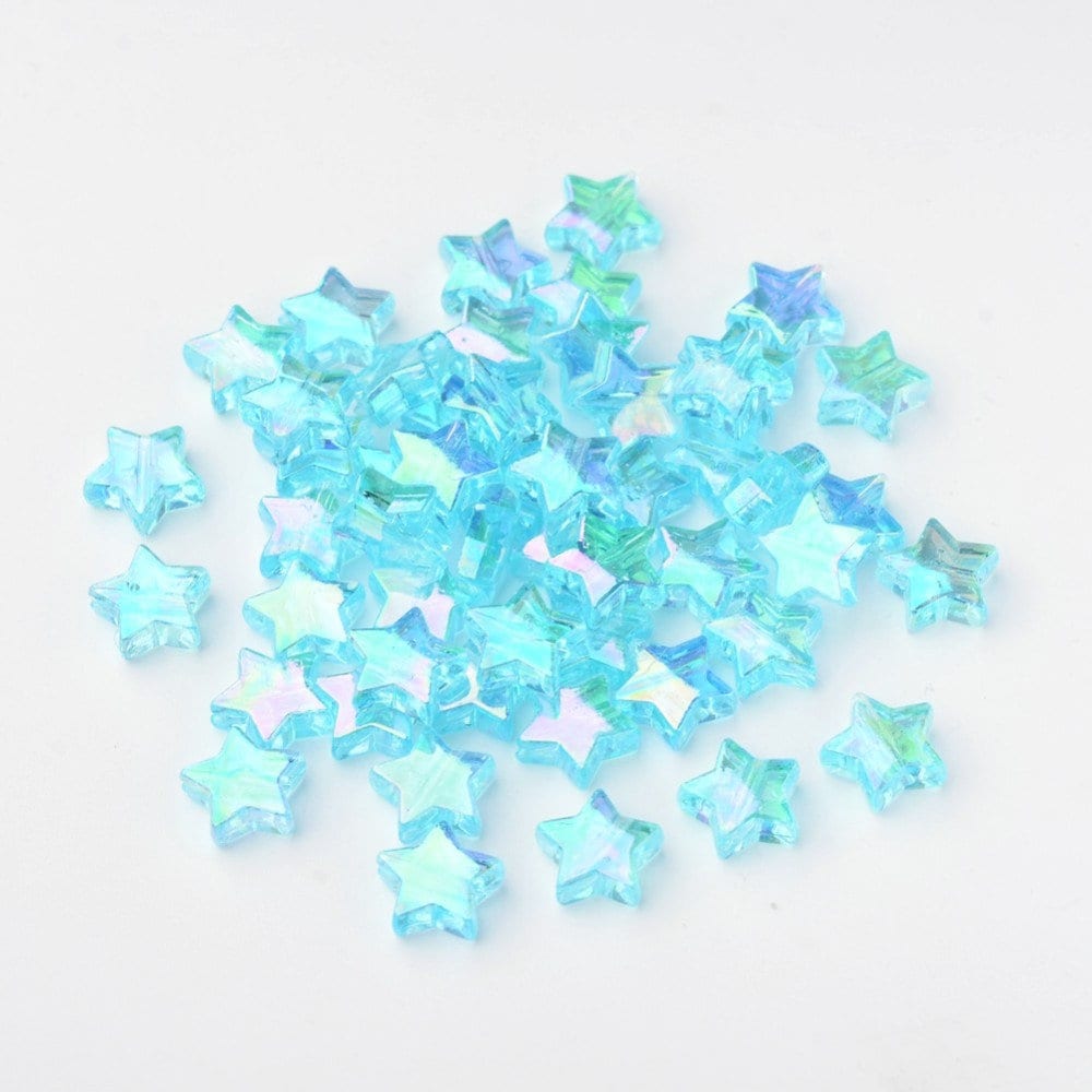 10MM AB Sky Blue Transparent Acrylic Star Spacer Beads