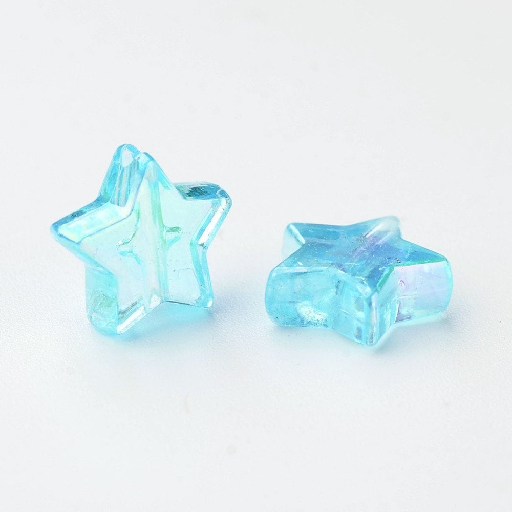 10MM AB Sky Blue Transparent Acrylic Star Spacer Beads