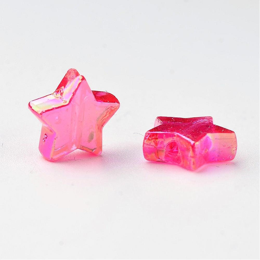 10MM AB Rose Pink Transparent Acrylic Star Spacer Beads