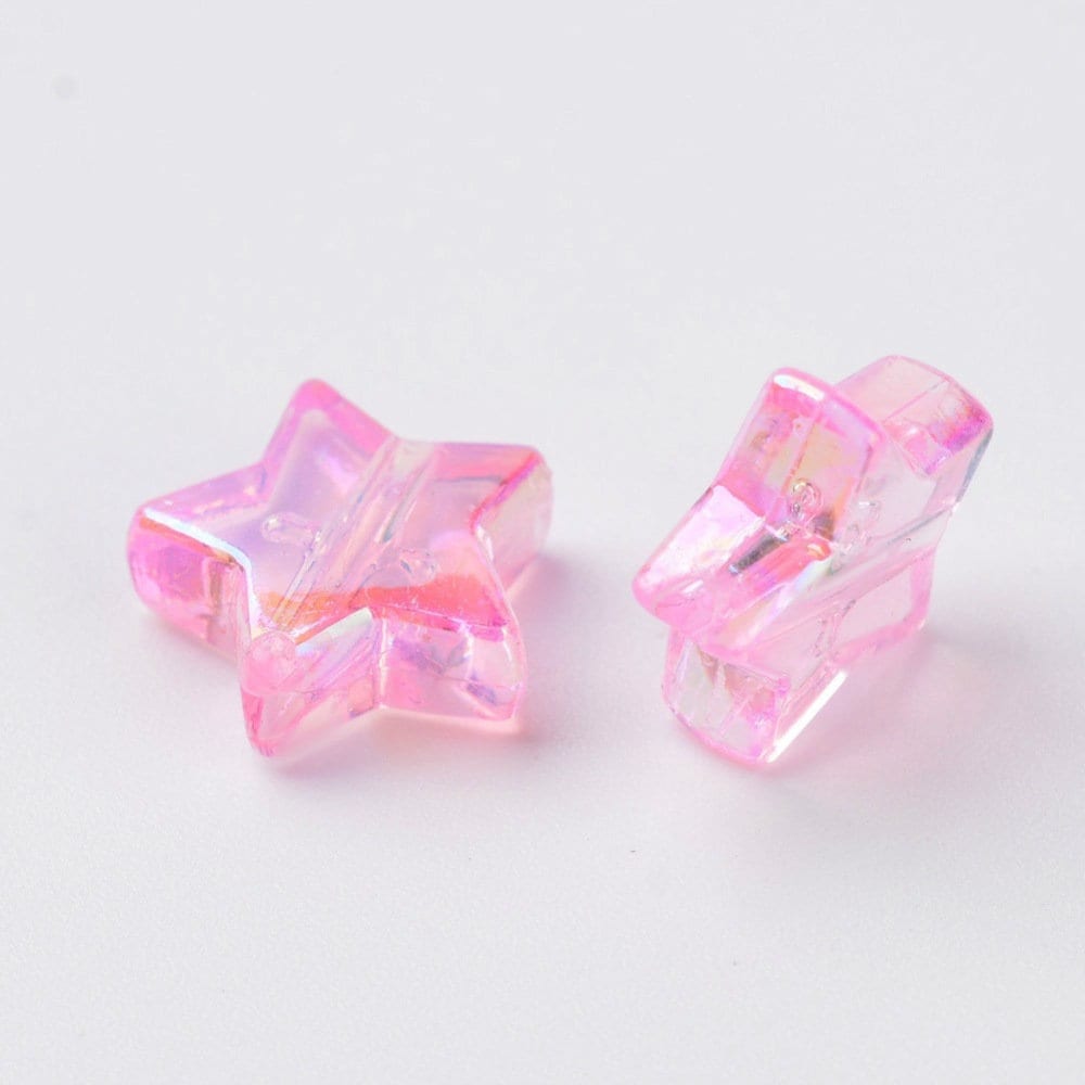 10MM AB Light Pink Transparent Acrylic Star Spacer Beads