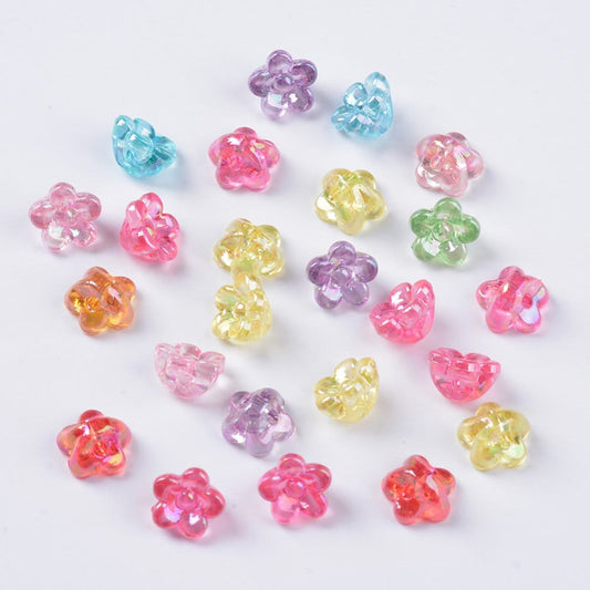 10MM Mixed Color AB Transparent Flower Bud Acrylic Beads