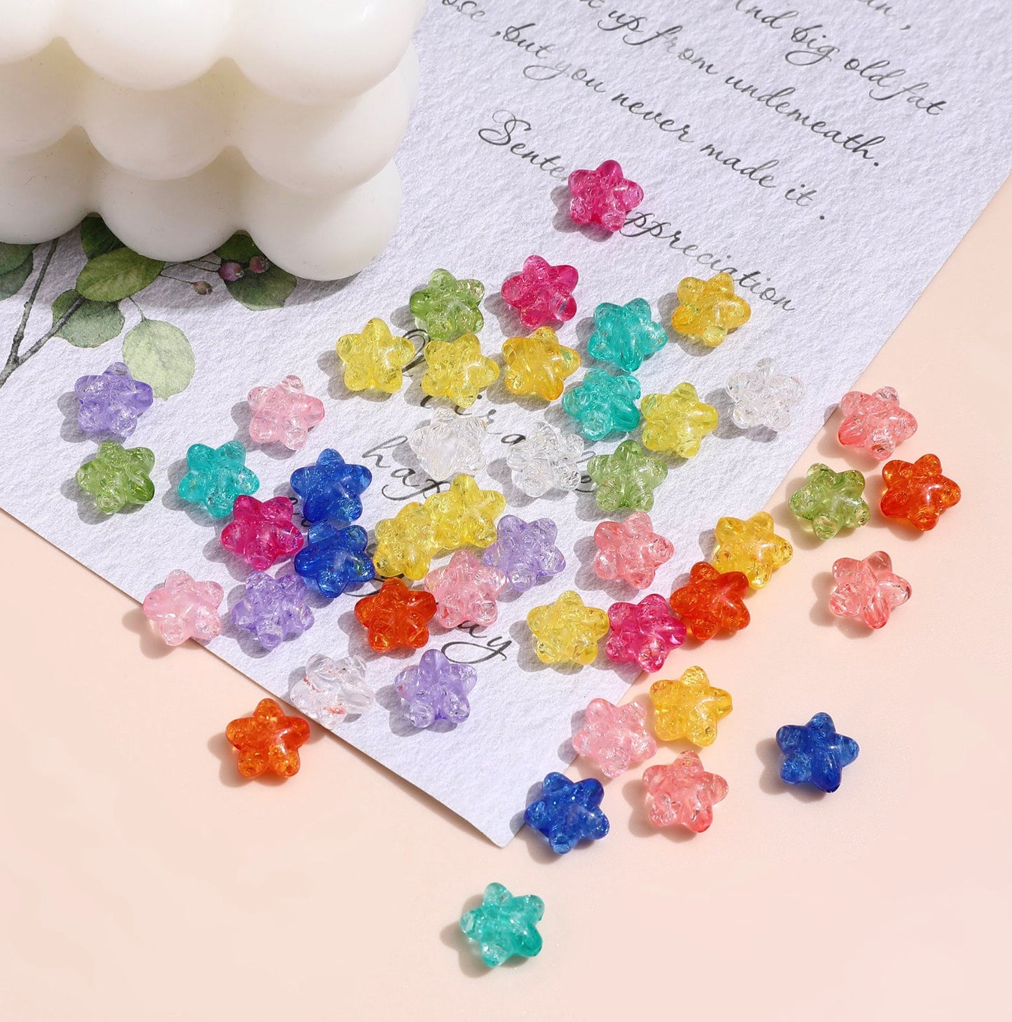 10MM Sparkle Candy-Colored Acrylic Star Bead (No dark blue)