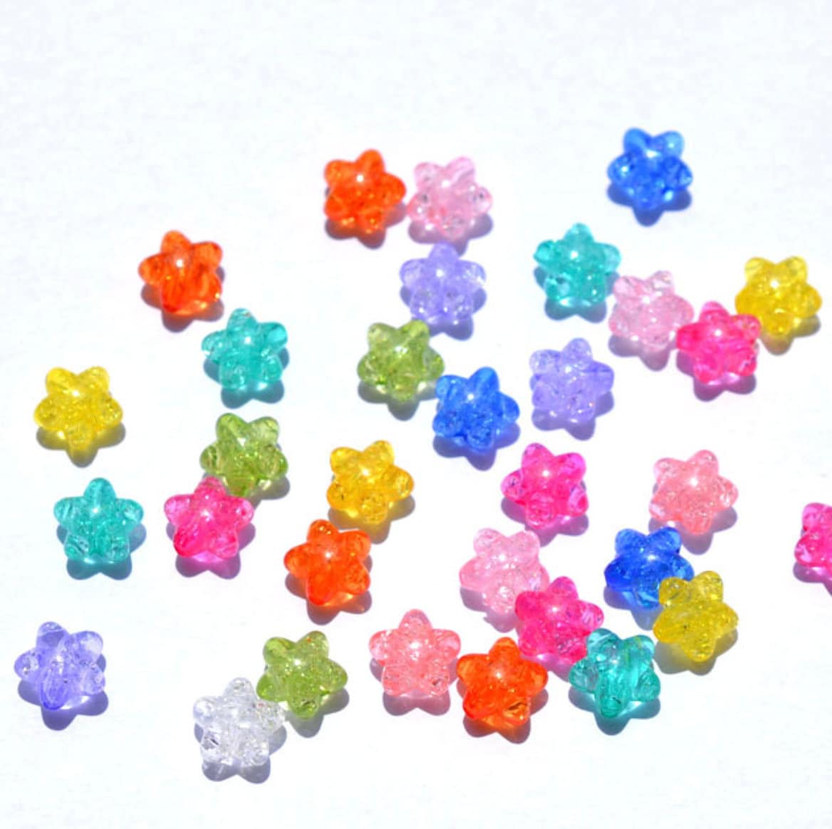 10MM Sparkle Candy-Colored Acrylic Star Bead (No dark blue)