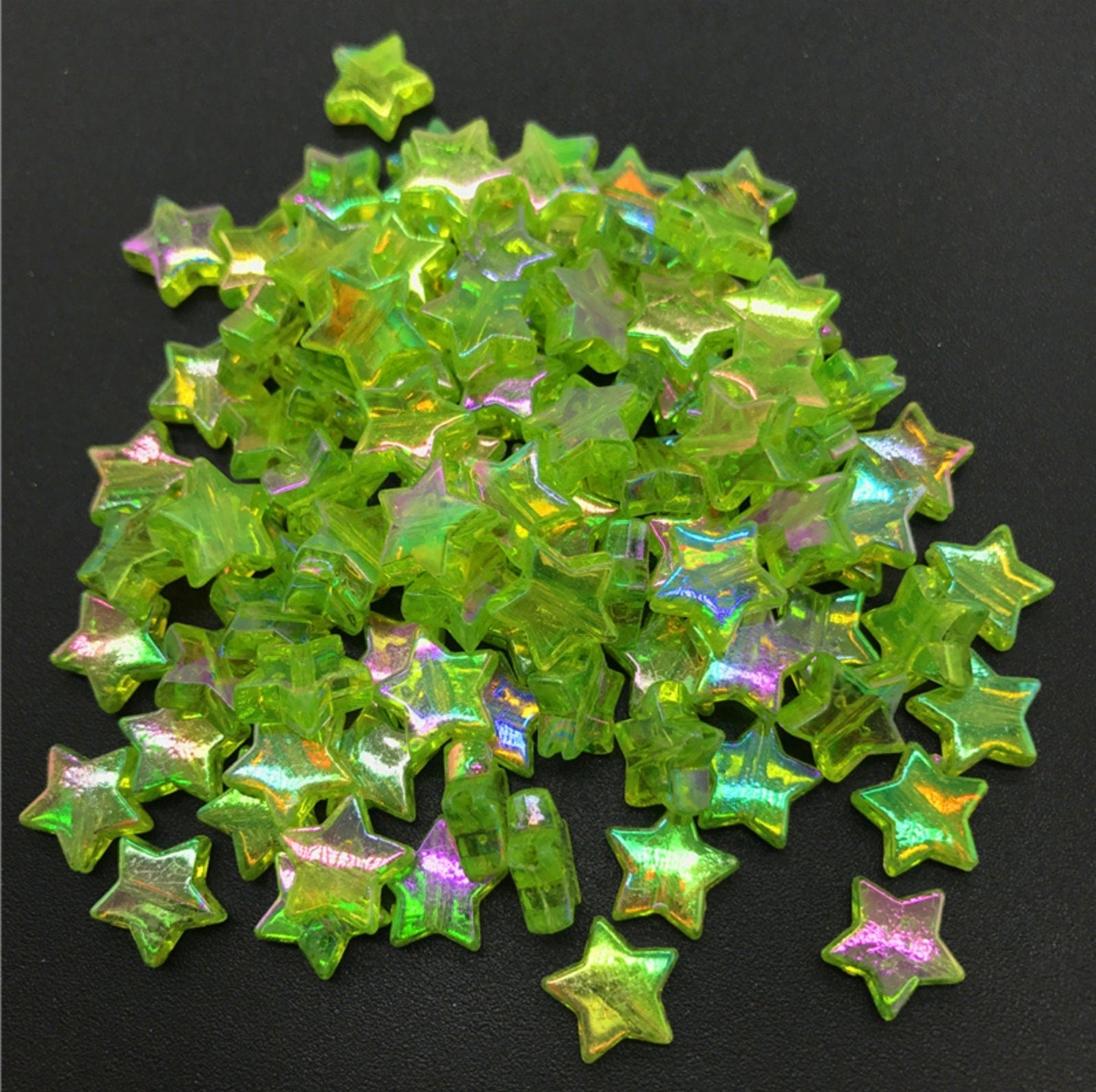 11MM AB Light Green Transparent Acrylic Star Spacer beads