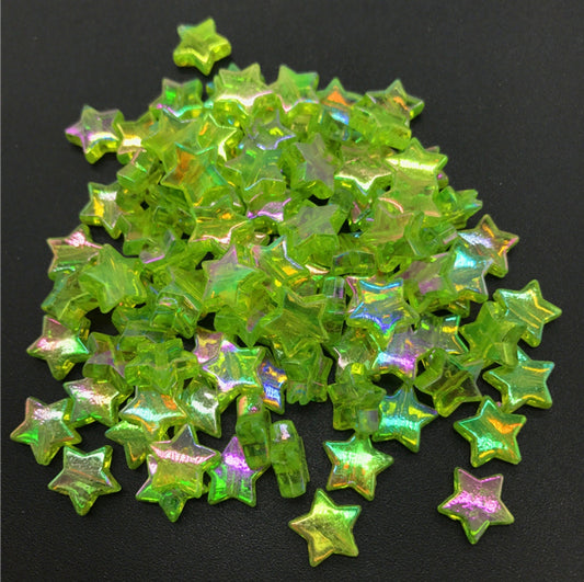 10MM AB Light Green Transparent Acrylic Star Spacer beads