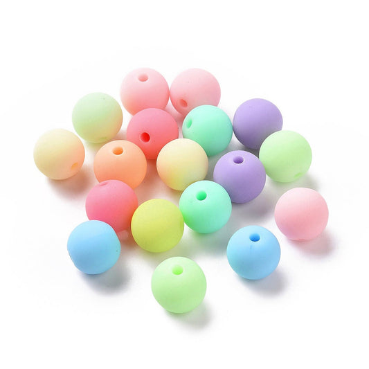 12MM Matte Rainbow ROUND Acrylic Beads (2MM Hole)