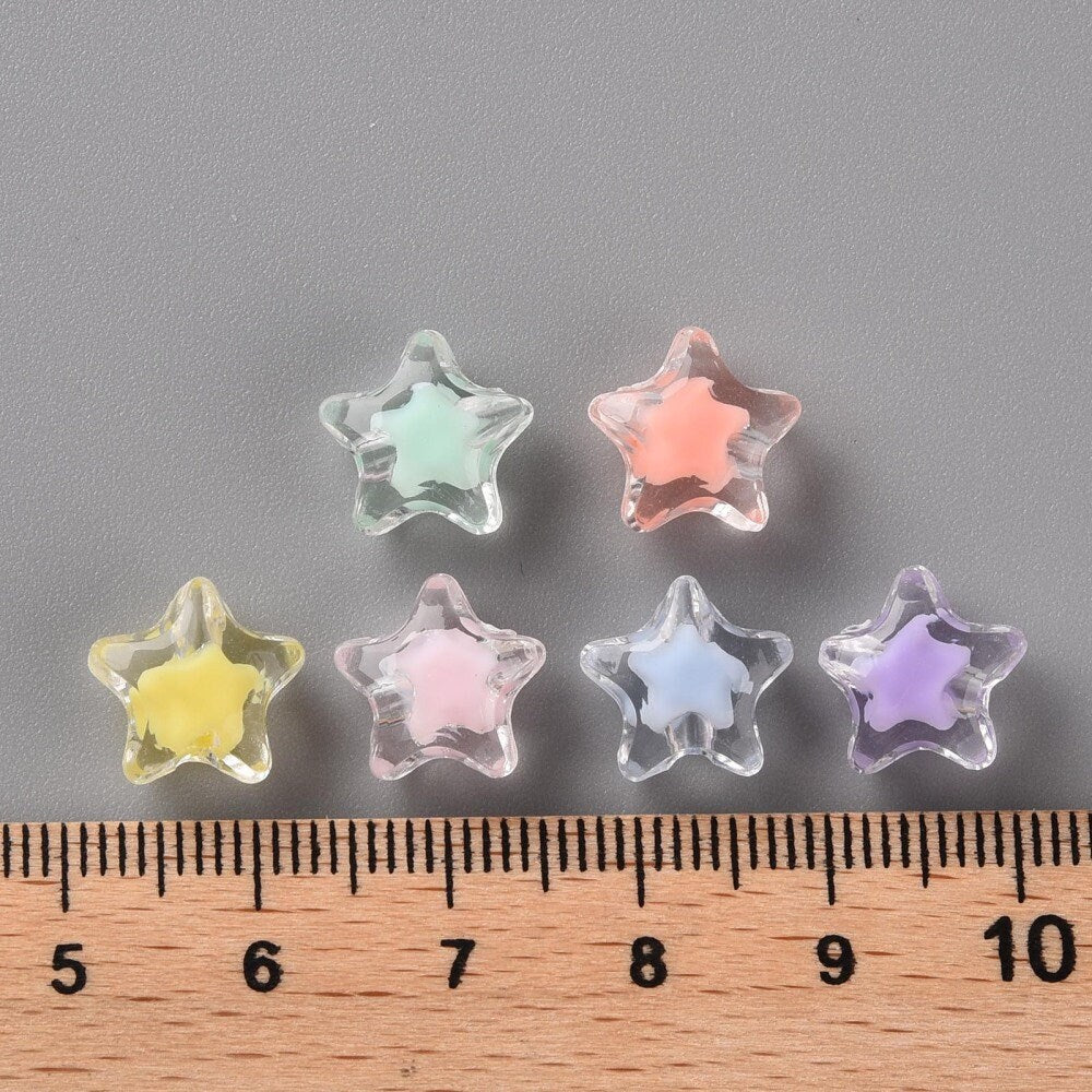 12MM AB Transparent Acrylic Star Beads