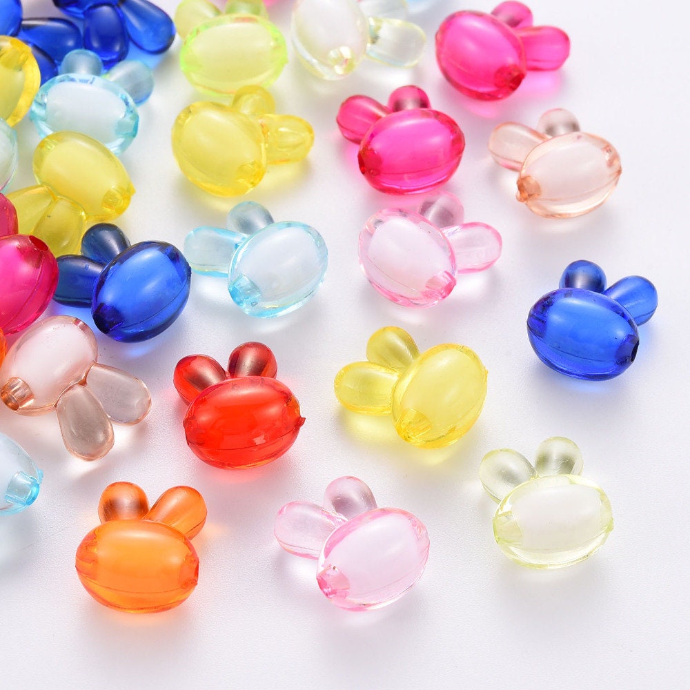 Chunky 16MM Transparent Acrylic Bunny Rabbit Head Beads