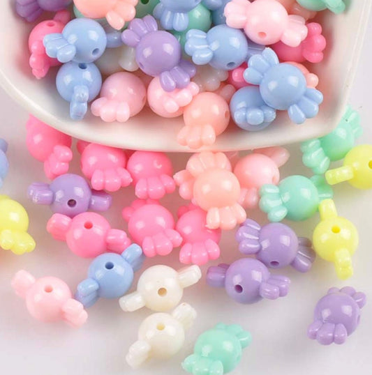 16MM x 9MM Cute Pastel Wrapped Candy Beads