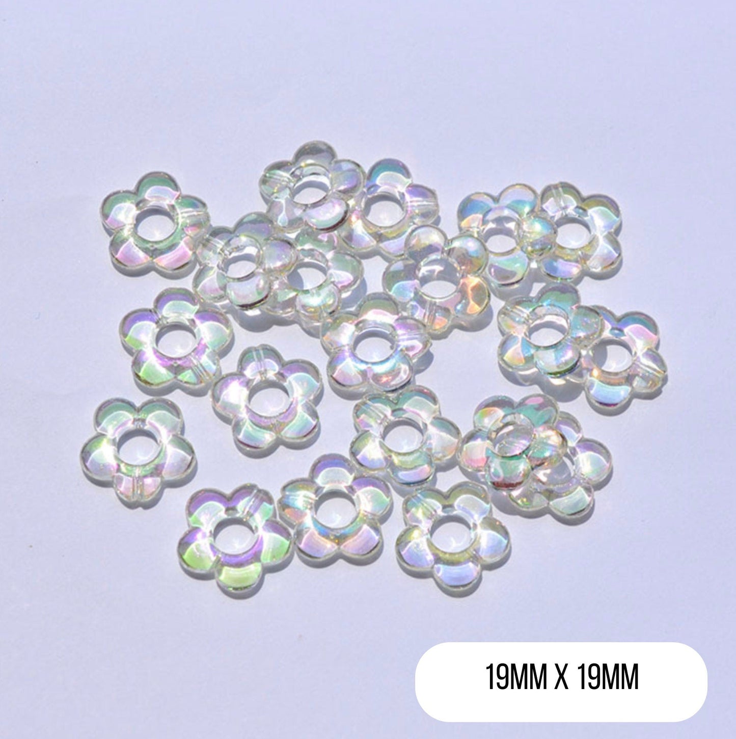 19MM AB Transparent Flower Themed Acrylic Flower Bead (Fits 6mm bead)