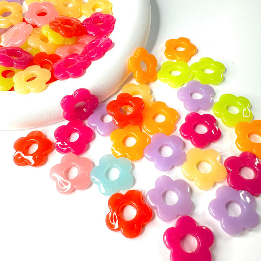20MM Jelly Colored Themed Acrylic Flower Bead (Fits 6mm bead center)
