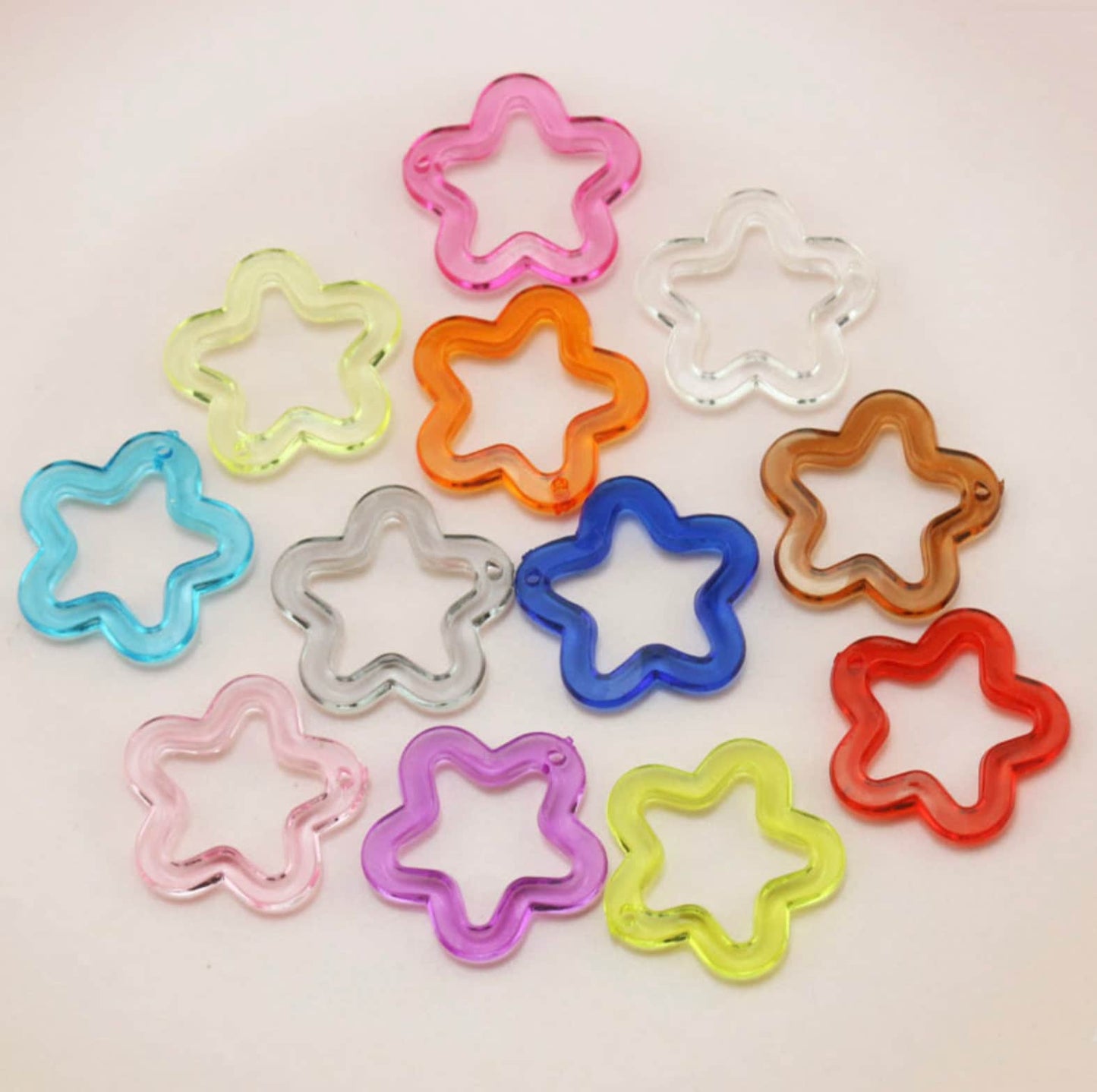 30MM Transparent Acrylic Star Cut Out Pendant Charm (Mixed Colors)