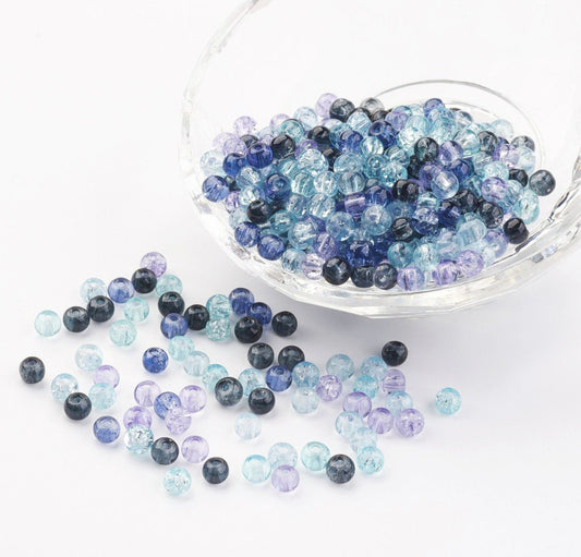 6MM Galaxy Mixed Color Transparent Clear Iridescent Acrylic Beads