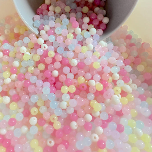 6MM Pastel Jelly Colored Round Acrylic Beads