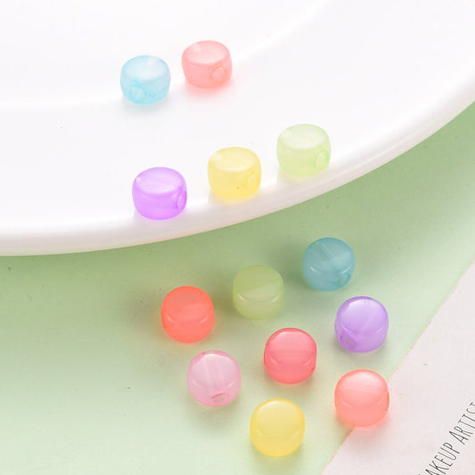 8.5MM Light Pastel Jelly Themed Flat Round Acrylic Beads