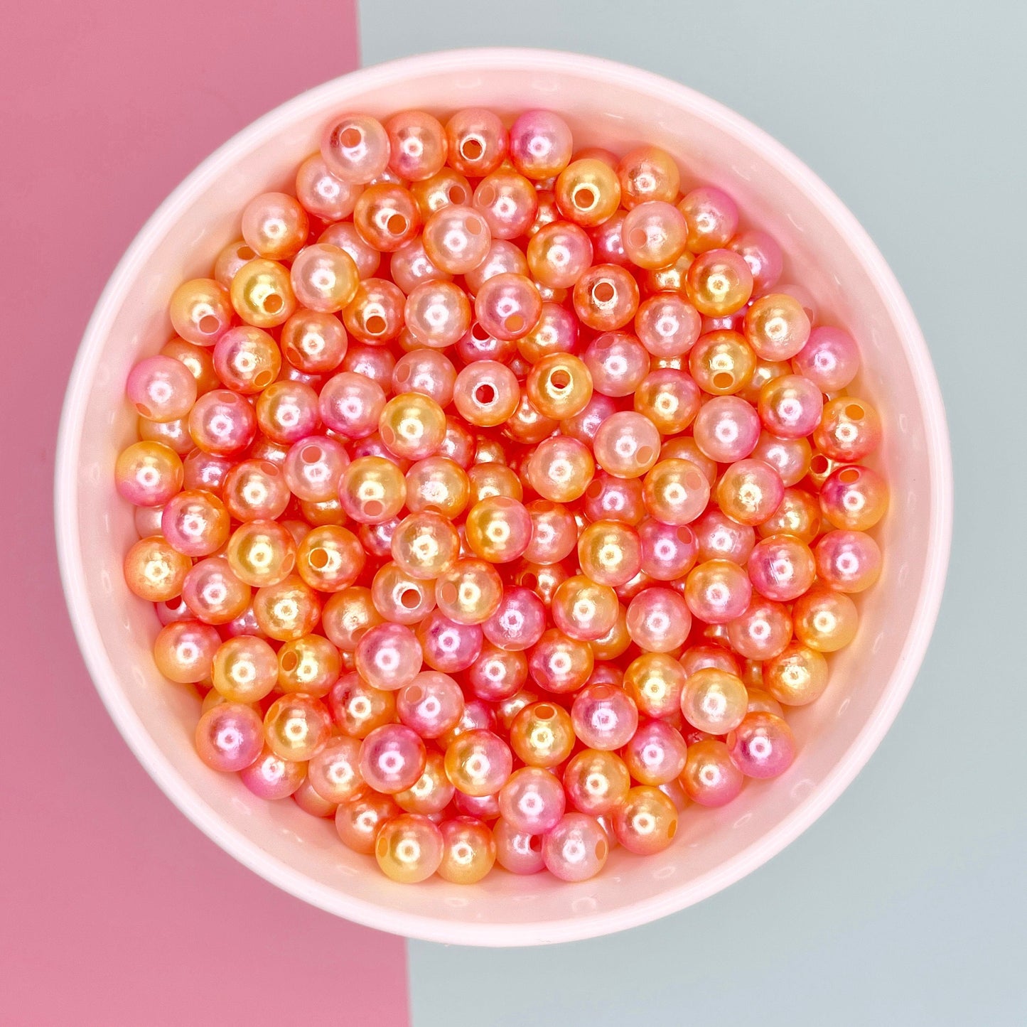 8MM Pink Lemonade Mermaid Gradient Acrylic Round Ball Beads
