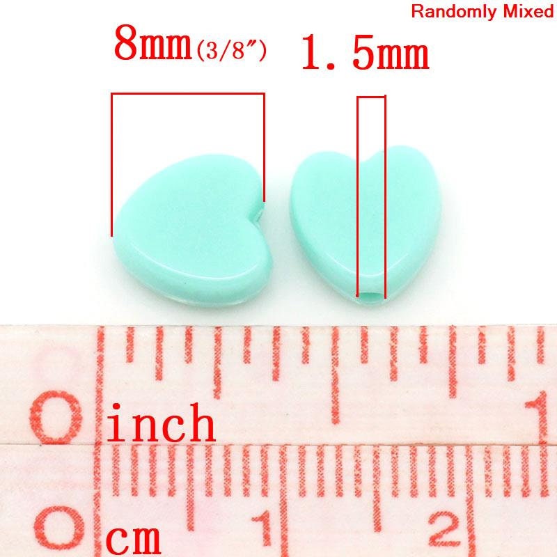 8MM Pastel Acrylic Heart Spacer Beads (Vertical Hole)