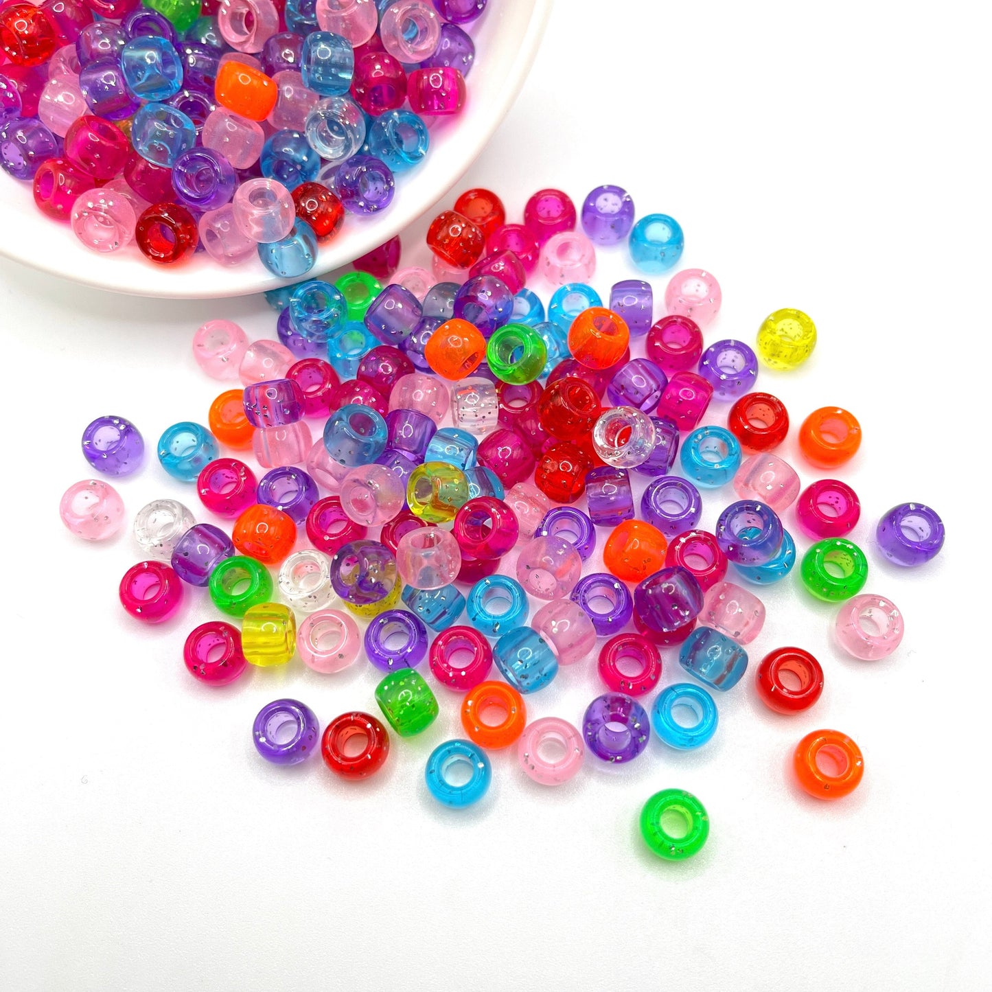 9MM Colorful Translucent Glitter Pony Beads