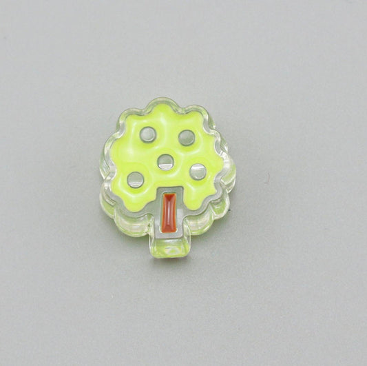 Cute Green Tree Enamel Acrylic Bead (24.4mm x 21mm x 9mm, Hole: 3mm)