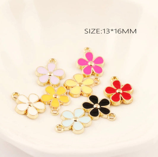 Cute Flower Oil Drop Style Pendant Charm (13mm x 16mm)