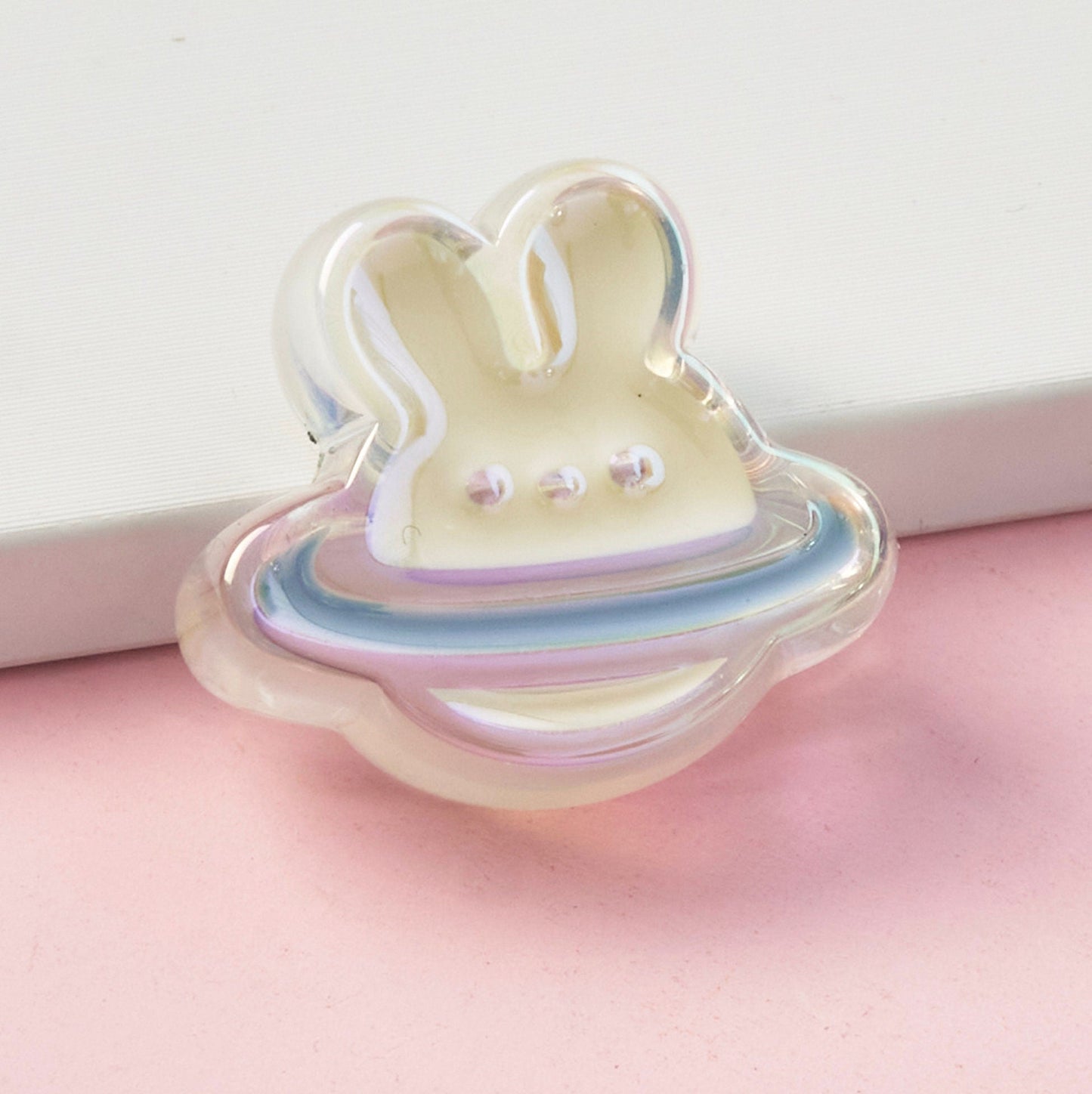 Chunky Iridescent Bunny Planet Acrylic Bead (25x25mm)