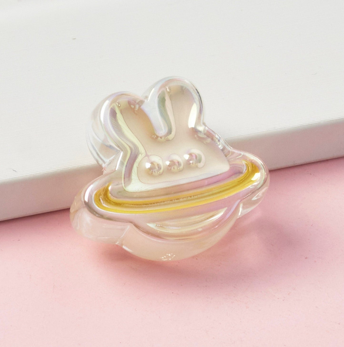 Chunky Iridescent Bunny Planet Acrylic Bead (25x25mm)