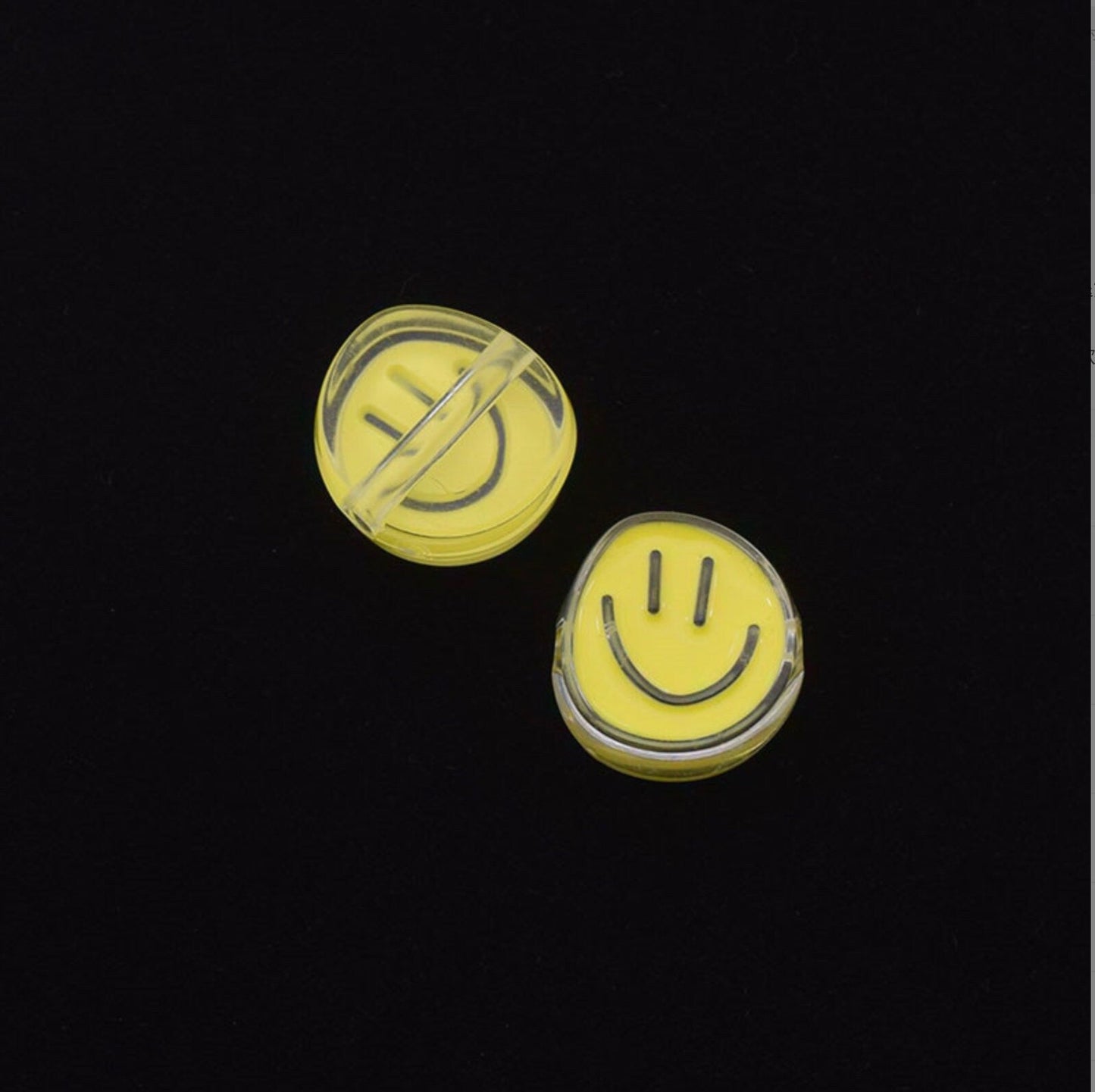 Chunky Cute Lopsided Smiley Face Acrylic Bead (21x23mm)