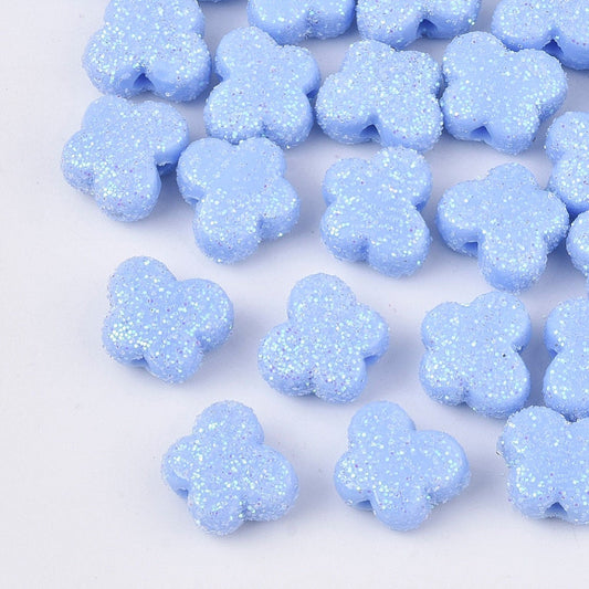 Cute Pastel Blue Acrylic Glitter Butterfly Spacer Beads (11MM)