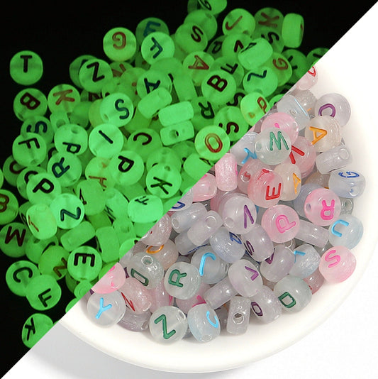 Glow-in-Dark MIXED COLOR Letter A-Z Individual Alphabet Beads (7MM)