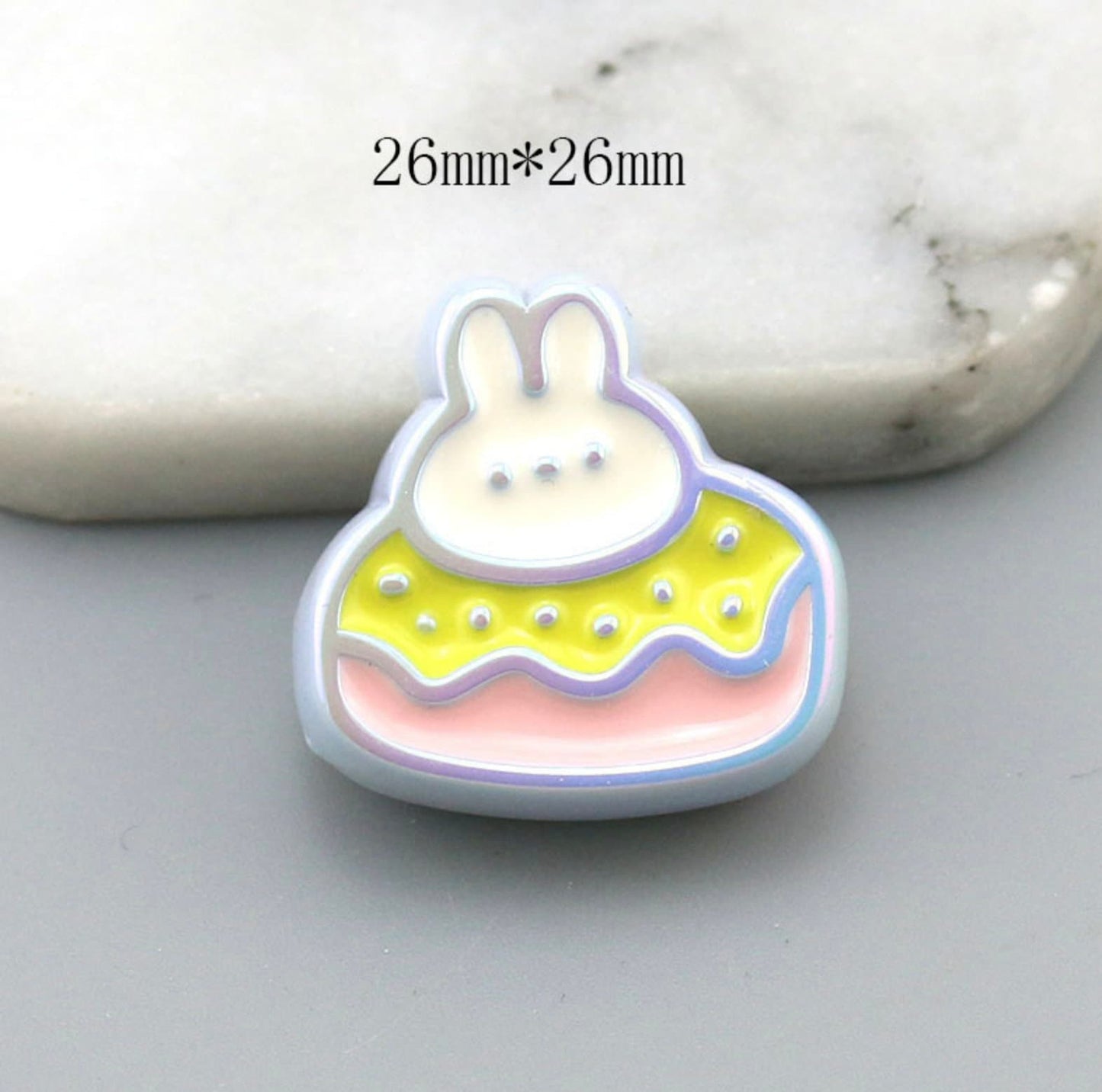 Chunky Opaque Purple Outline Bunny Donut Acrylic Bead (26x26mm)