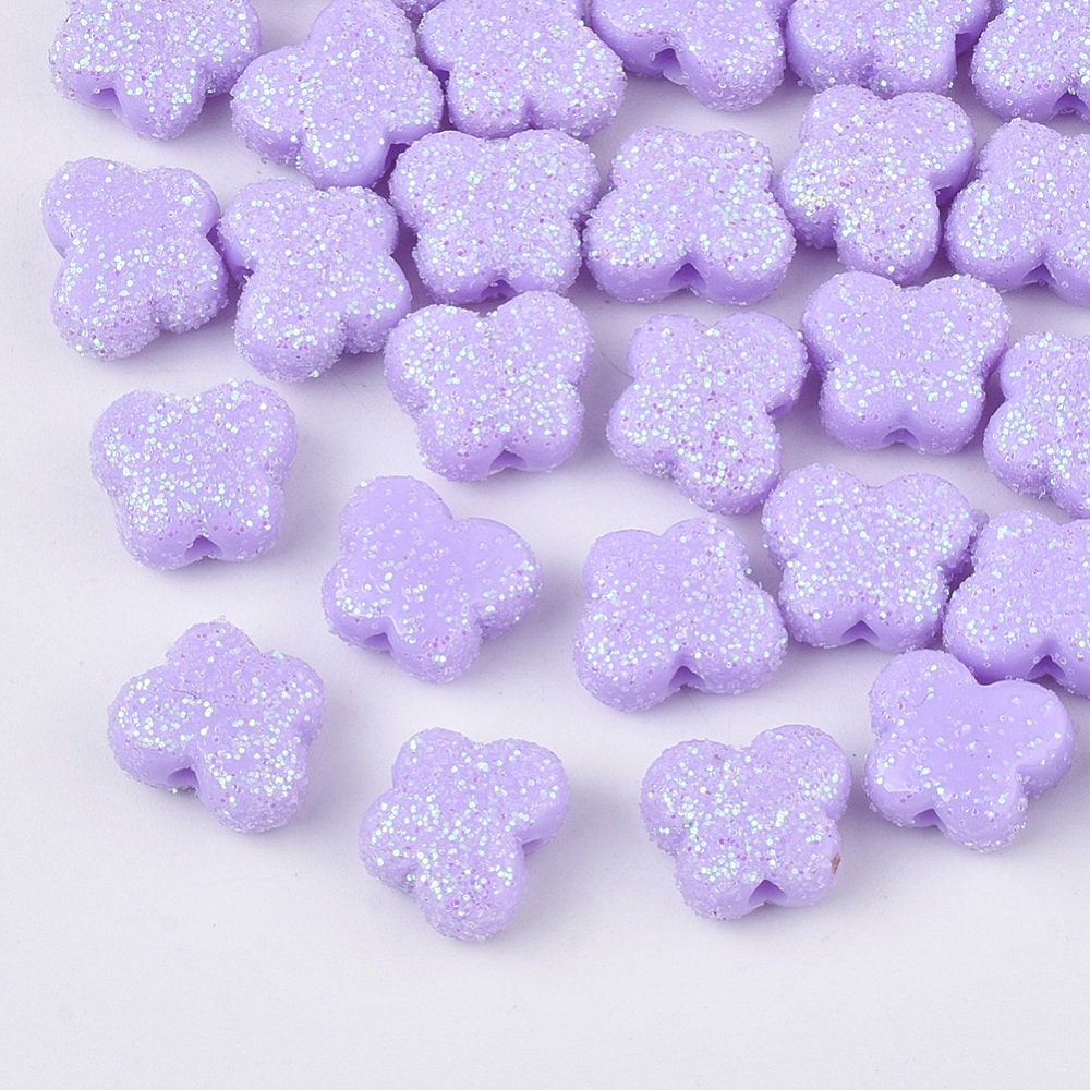 Pastel Purple Acrylic Glitter Butterfly Spacer Beads (11MM)