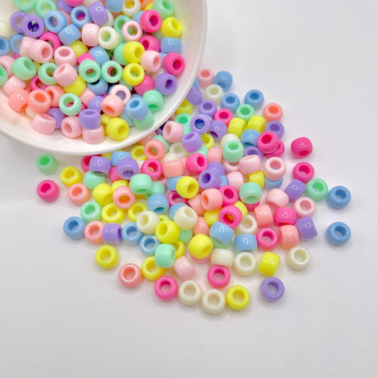 Pastel Themed Pony Beads (6mm x 9mm)