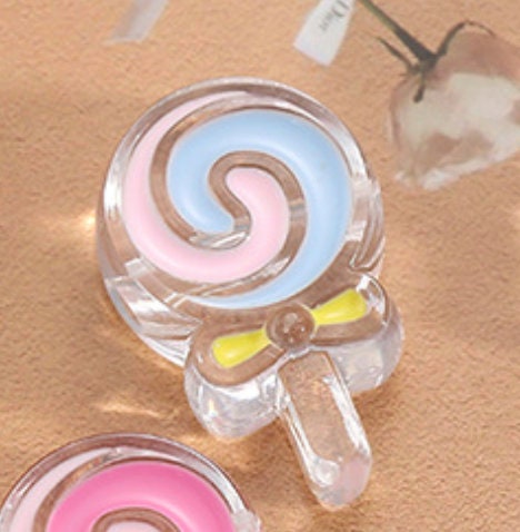 Rainbow Lollipop Enamel Acrylic Bead (18mm x 28mm, Hole: 3mm)