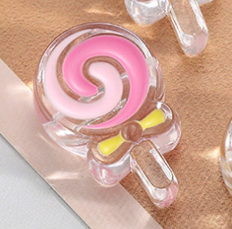 Rainbow Lollipop Enamel Acrylic Bead (18mm x 28mm, Hole: 3mm)