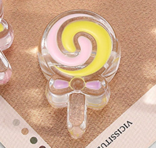 Rainbow Lollipop Enamel Acrylic Bead (18mm x 28mm, Hole: 3mm)