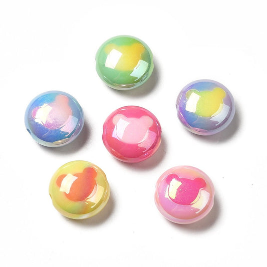 Chunky Two-Toned UV Plated Bear Head Round Bead (17.5x10mm)