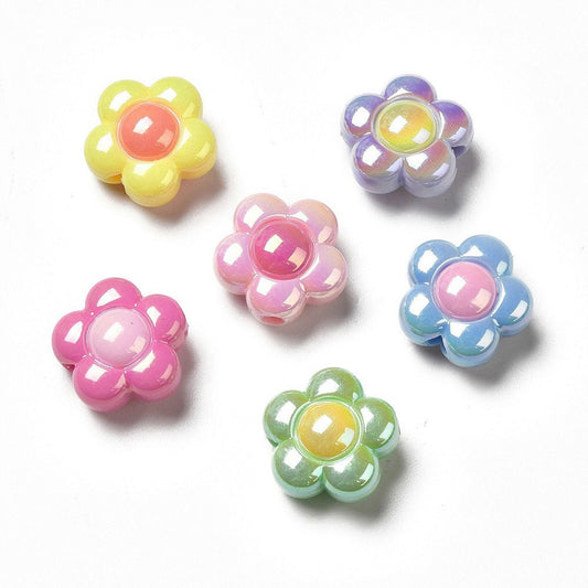 Chunky Two-Toned UV Plated Daisy Flower Bead (16x15x9mm)