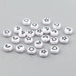 7MM White Flat Round Acrylic with Black Flower, Star, Moon, Heart Beads