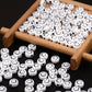 7MM White Flat Round Acrylic with Black Smiley Face Beads