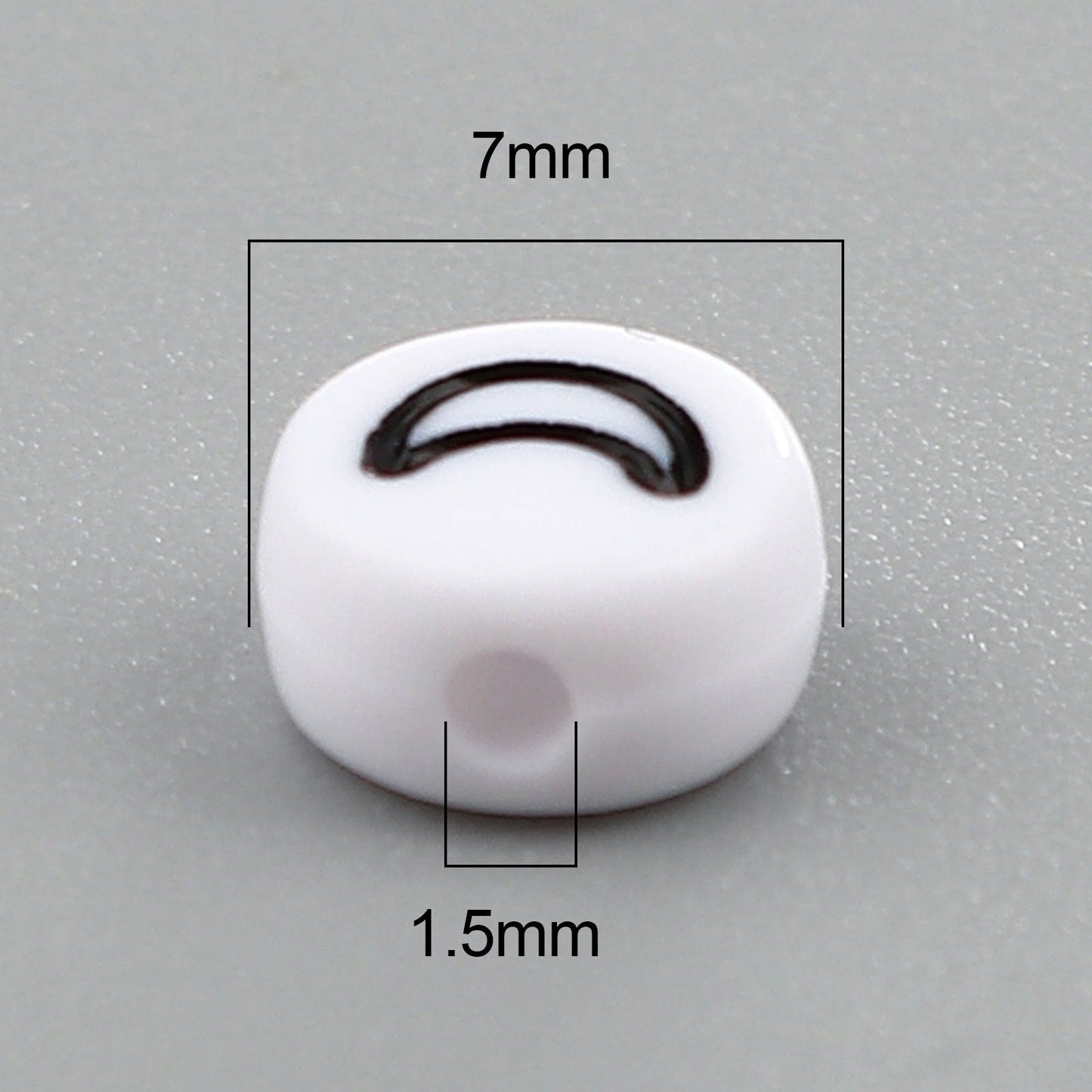 White Flat Round Acrylic with Black Flower, Star, Moon, Heart Beads (4MM x 7MM)