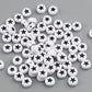 7MM White Flat Round Acrylic with Black Star Beads