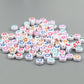 7MM White Flat Round Acrylic Mulit-color Flower, Star, Moon, Heart Beads