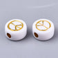 7MM White Flat Round Acrylic with Gold Peace Sign Beads