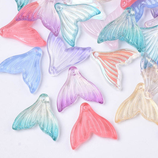 15MM Mixed Color Mermaid Tail Colored Glass Charm