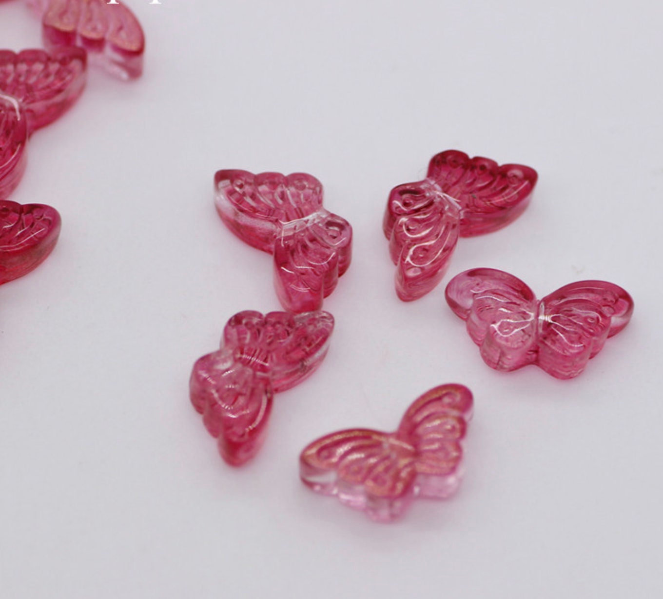 15MM Rose Red Butterfly Speckled Glass Beads