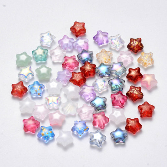 8.5MM Mixed Colored Glass Star Beads