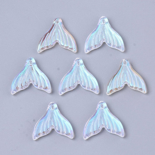 19.5MM Transparent AB Colored Glass Mermaid Tail Charm