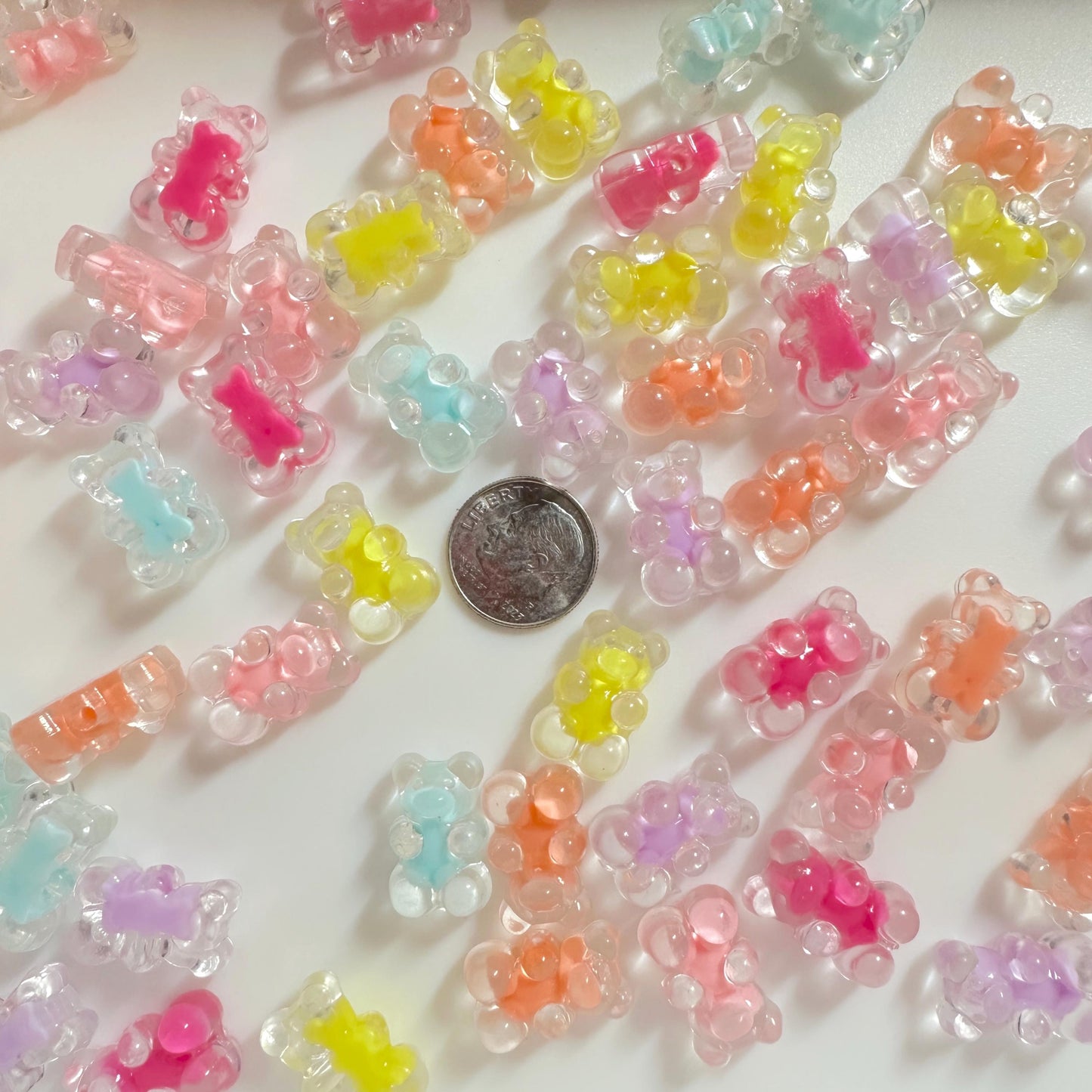 18MM x 11MM Transparent Bead in Bead Gummy Bear Beads (side to side)