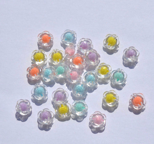 13MM AB Flower Shaped Acrylic Spacer Beads